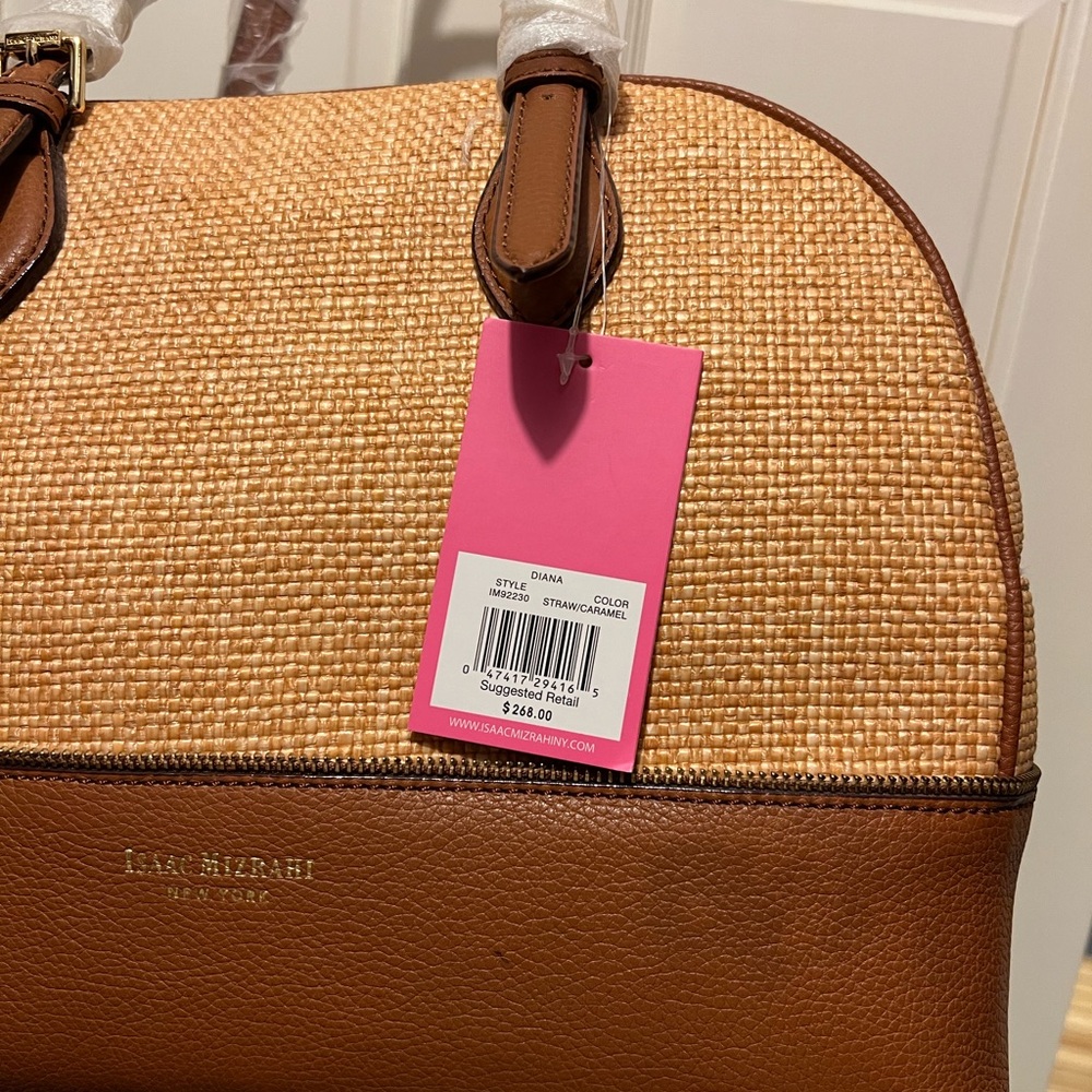 ISAAC MIZRAHI  New York “Diana” bag camel/straw
